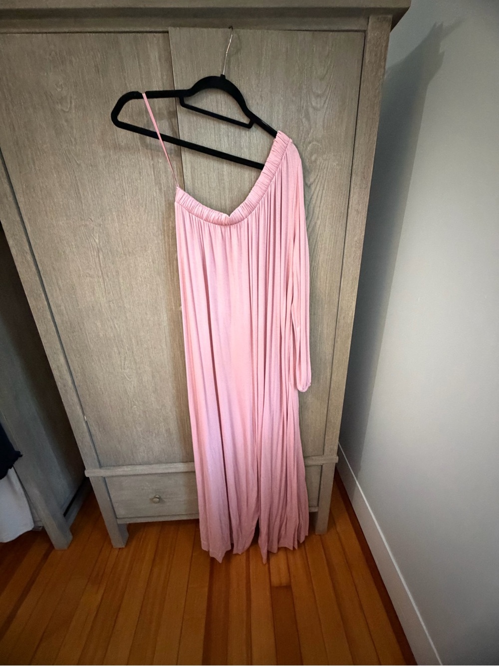 Free People One-Shoulder Pink Maxi Jumpsuit